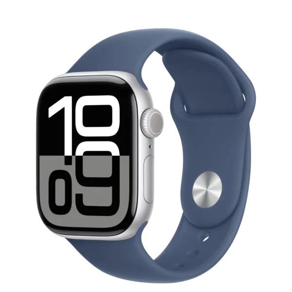 Apple Watch Series 10 42mm Silver Aluminum Case with Denim Sport Band