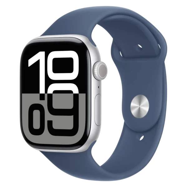 Apple Watch Series 10 46mm Silver Aluminum Case with Denim Sport Band