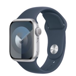 Apple Watch Series 9 41mm Silver Aluminum Case with Storm Blue Sport Band