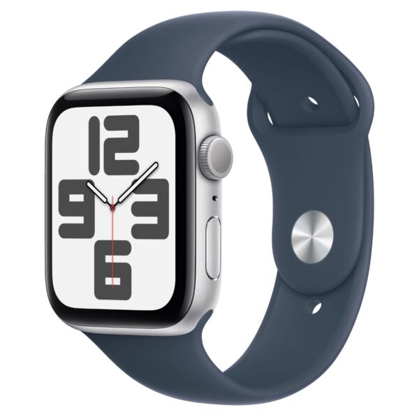 Apple Watch SE (2023) 44mm Silver Aluminum Case with Storm Blue Sport Band