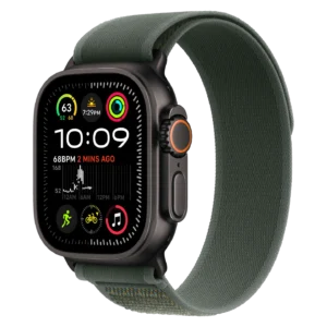 Apple Watch Ultra 2 Black Titanium Case with Green Trail Loop