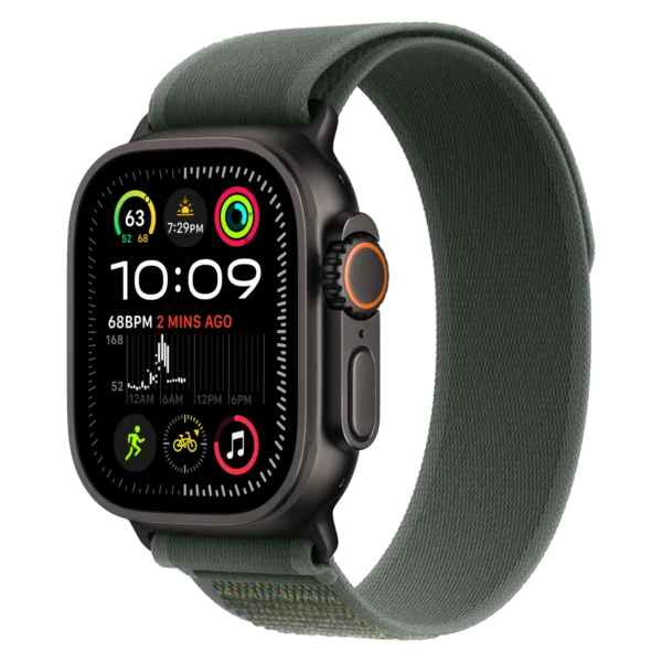 Apple Watch Ultra 2 Black Titanium Case with Green Trail Loop