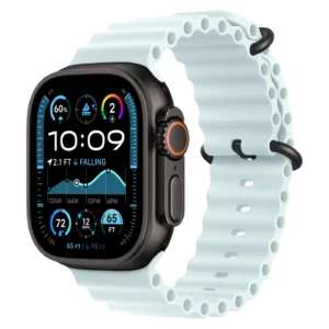 Apple Watch Ultra 2 Black Titanium Case with Ice Blue Ocean Band