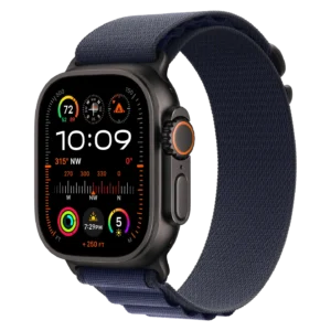 Apple Watch Ultra 2 Black Titanium Case with Navy Alpine Loop