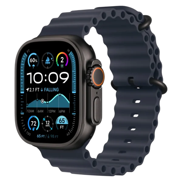 Apple Watch Ultra 2 Black Titanium Case with Navy Ocean Band