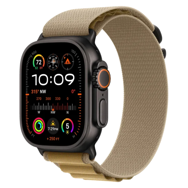 Apple Watch Ultra 2 Black Titanium Case with Tan Alpine Loop