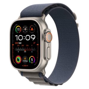 Apple Watch Ultra 2 Natural Titanium Case with Blue Alpine Loop