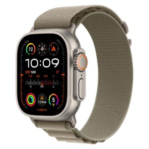 Apple Watch Ultra 2 Natural Titanium Case with Olive Alpine Loop