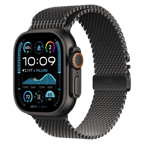 Apple Watch Ultra 2 Black Titanium Case with Black Titanium Milanese Loop