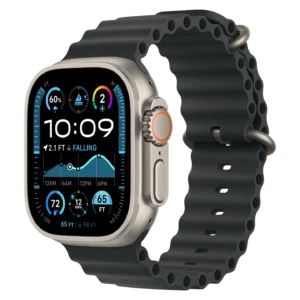 Apple Watch Ultra 2 Natural Titanium Case with Black Ocean Band