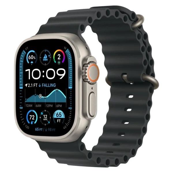 Apple Watch Ultra 2 Natural Titanium Case with Black Ocean Band