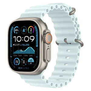 Apple Watch Ultra 2 Natural Titanium Case with Ice Blue Ocean Band