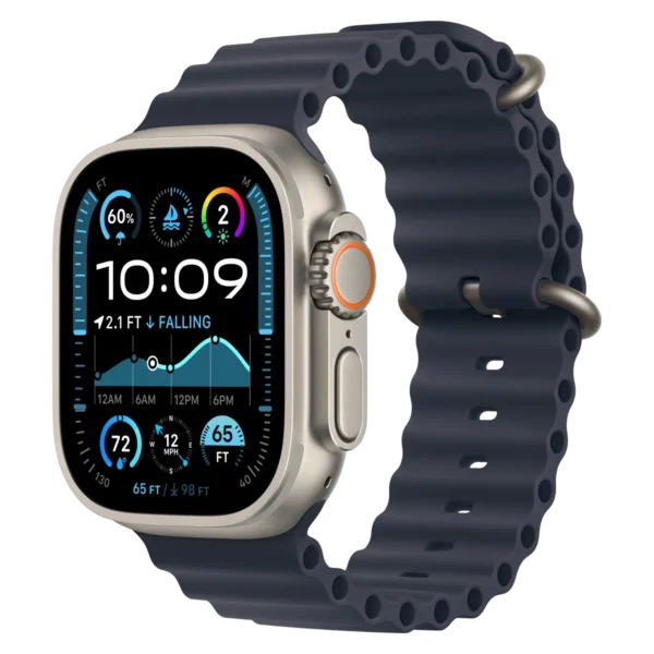 Apple Watch Ultra 2 Natural Titanium Case with Navy Ocean Band