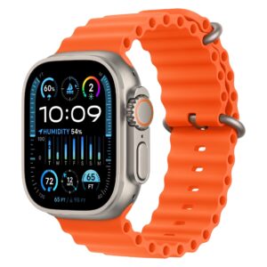 Apple Watch Ultra 2 Natural Titanium Case with Orange Ocean Band