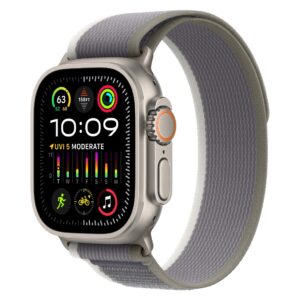 Apple Watch Ultra 2 Natural Titanium Case with Green/Gray Trail Loop