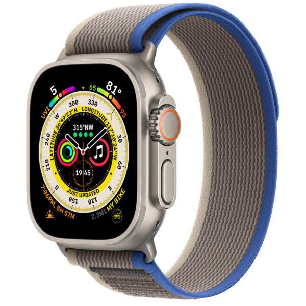 Apple Watch Ultra Titanium Case with Blue/Gray Trail Loop