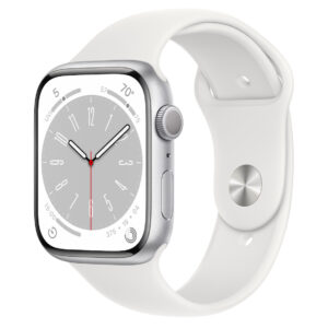 Apple Watch Series 8 45mm Silver Aluminum Case with White Sport Band